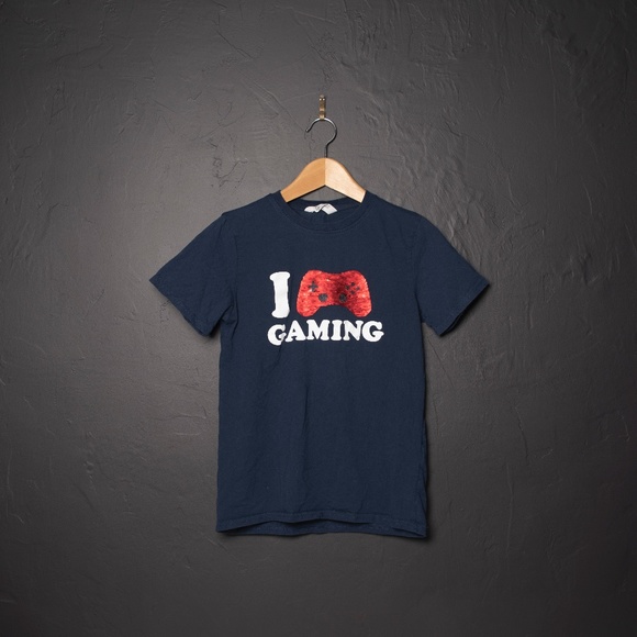 Kids I ❤️ Gaming Flipping Sequins T-shirt Sz 12-14 - Picture 1 of 3